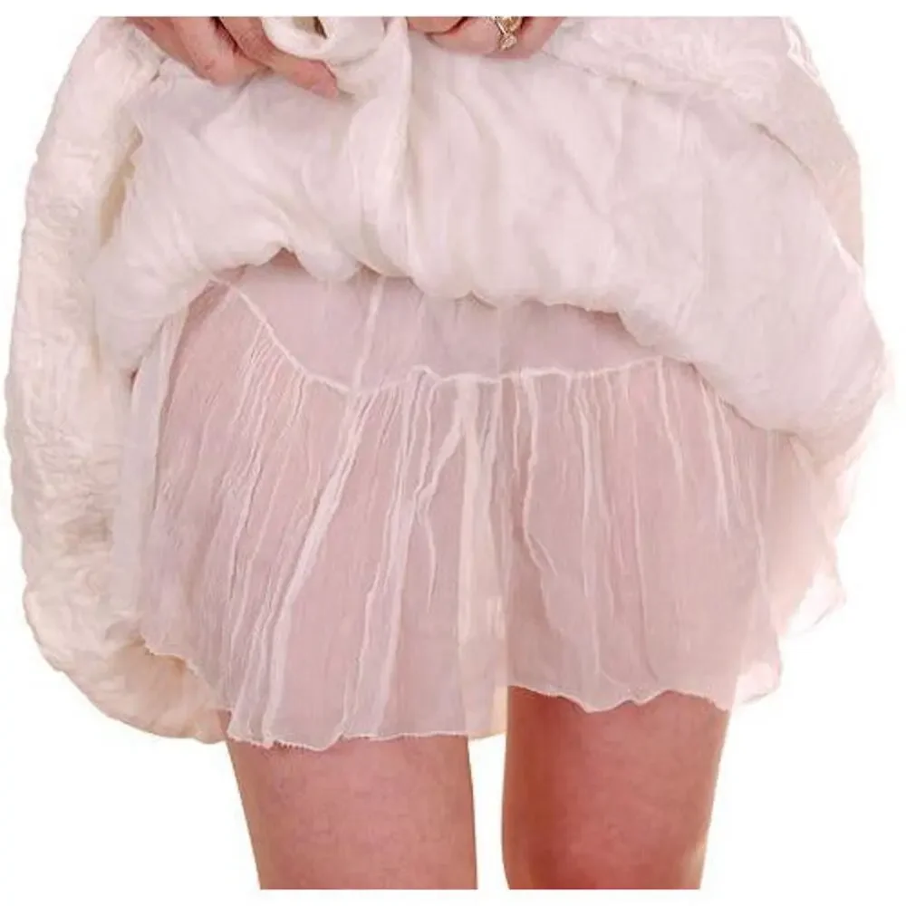 Louis Vuitton Paris White Cotton Embellished Skirt 36 France Silk Lined Rosettes